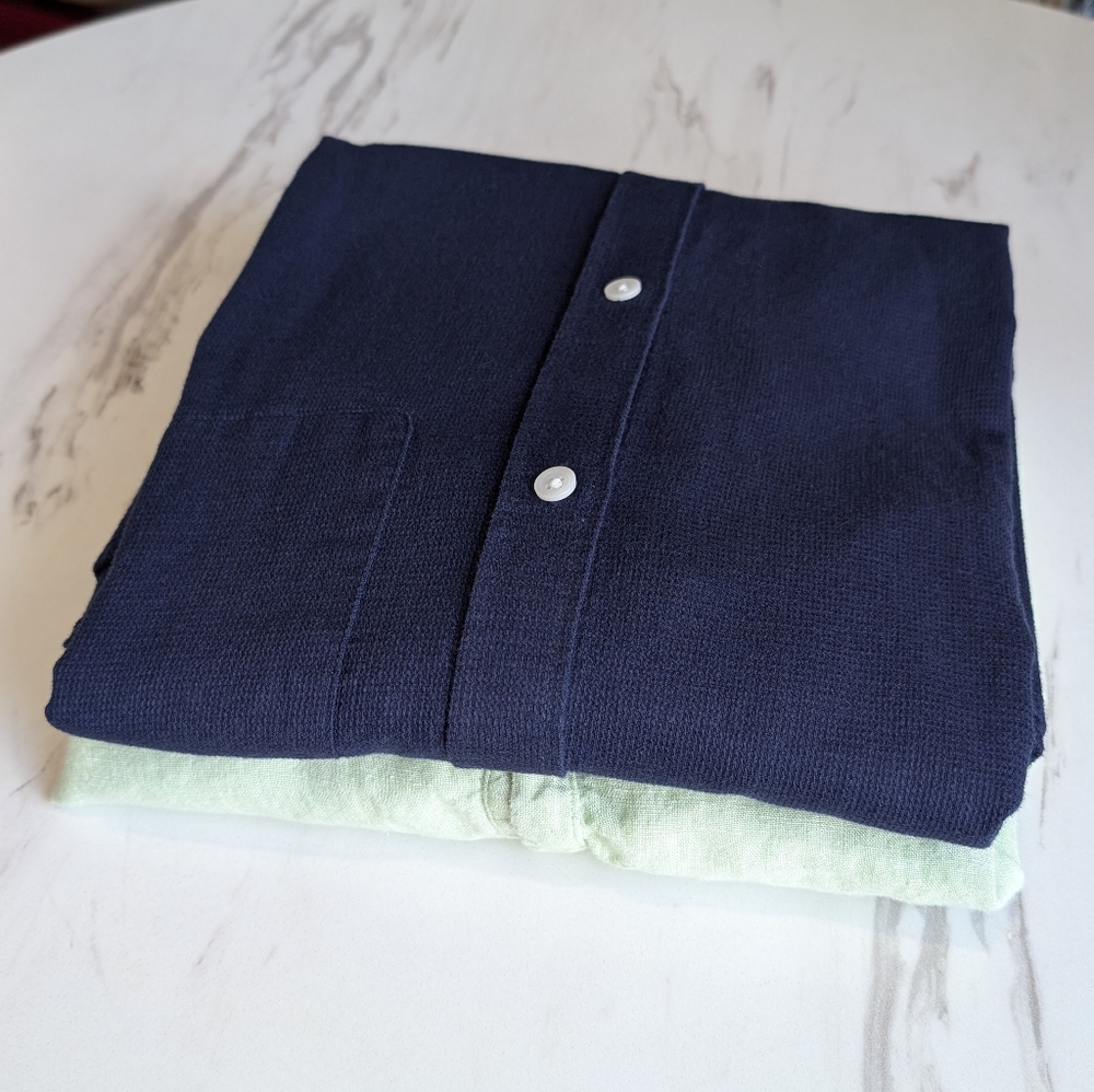 Murano 100% linen Mens, H&M Cotton Navy Blue Long Sleeve Shirt Size XL Bundle - Picture 10 of 11